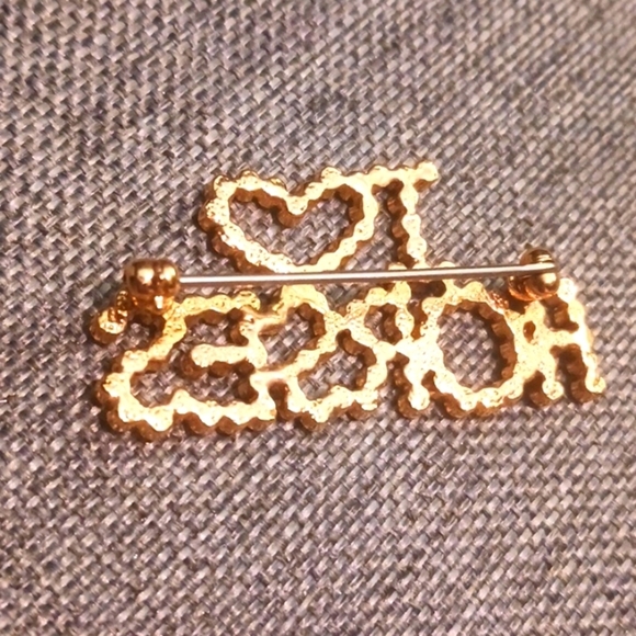 "I LOVE HORSES" Horse Goldtone Brooch w/ Crystals - Pre-loved (1.5" long) - Picture 3 of 3